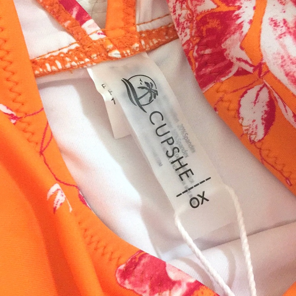 NWT Cupshe Orange Floral One Piece Swimsuit - Picture 11 of 13